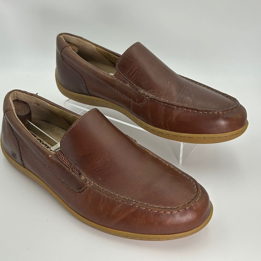 Born Loafers Mens 10.5 Brown Leather Slip‎ On Moc Toe H44116 Business Casual
